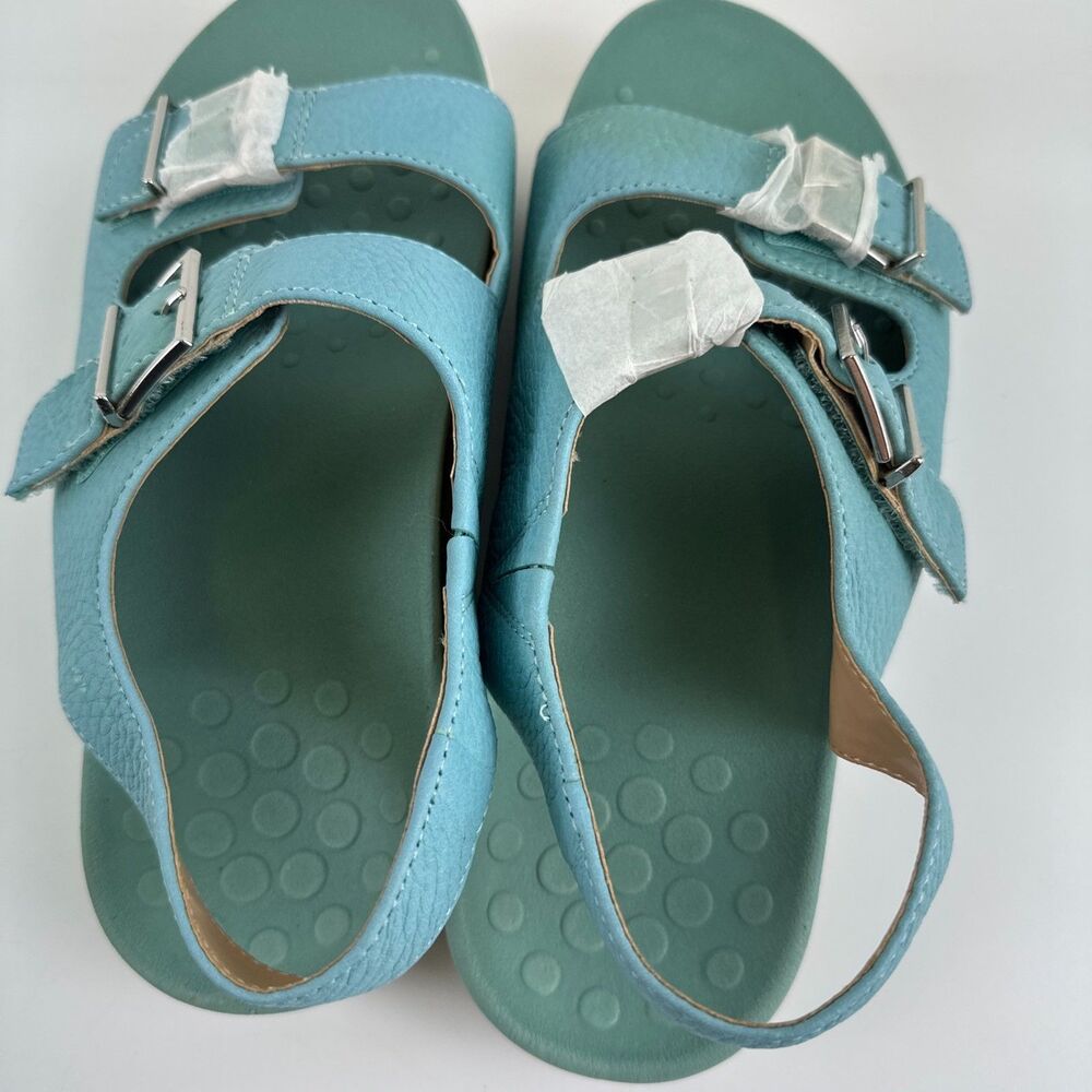 Vionic Albie Sandal Slingback Buckles Teal Blue Leather Comfort Womens 8.5 Wide - Picture 8 of 16